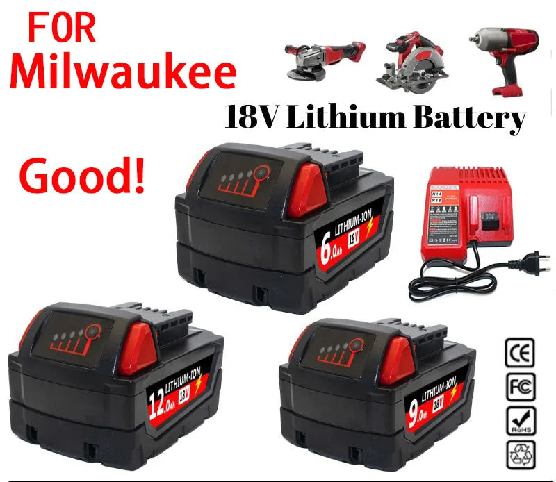 Replacement 18V Li-Ion Battery for Milwaukee M18 Tools